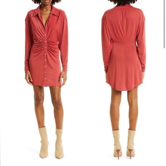 New! CINQ À SEPT Arden Ling Sleeve Ruched Mini Dress 💕 NWT size small - Picture 1 of 11
